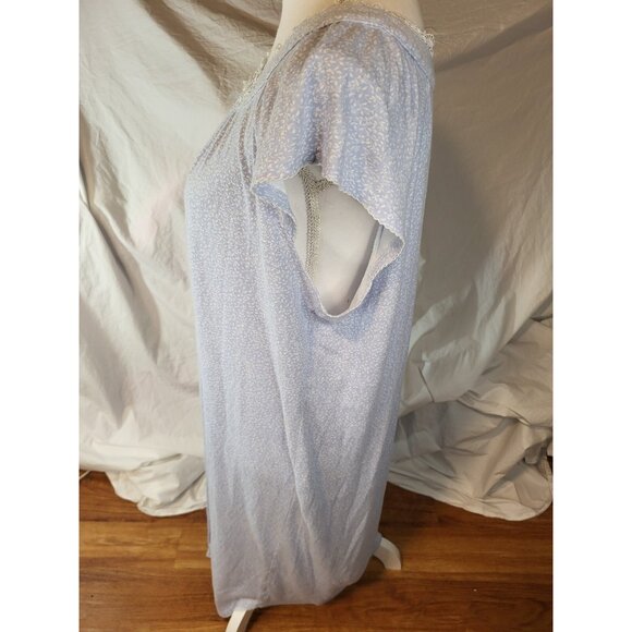 Miss Elaine Nightgown Large Floral Pattern Cap Sleeve Cottagecore Lace Blue - Picture 4 of 6